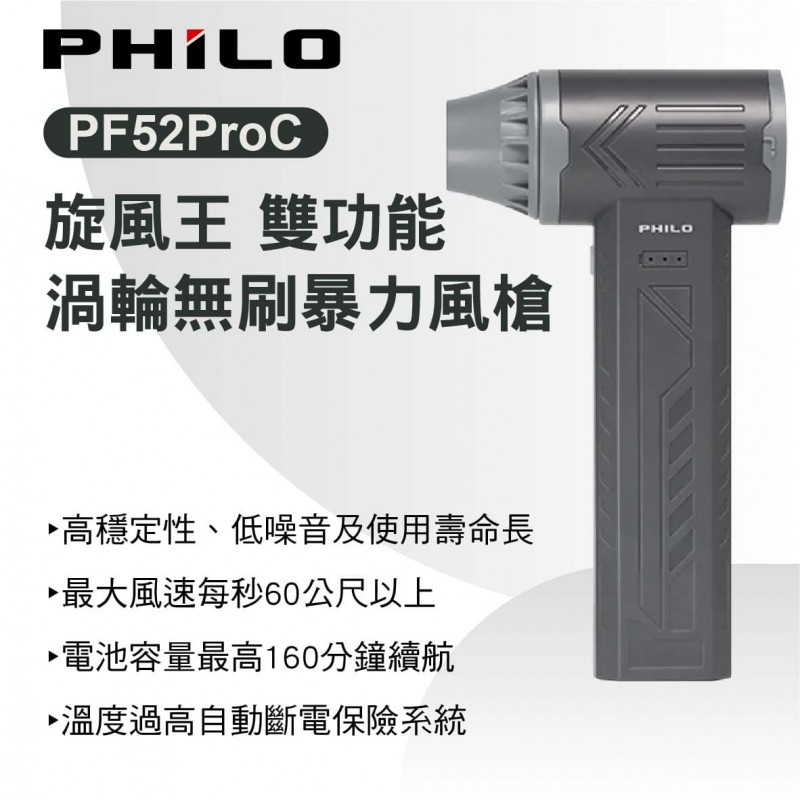 Philo 飛樂 PF52PROC 旋風王 雙功能渦輪無刷暴力風槍