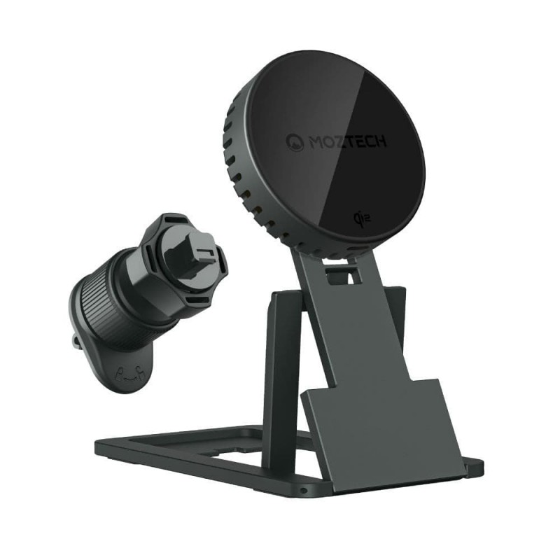 MOZTECH墨子科技 MOA26 Qi2磁吸無線充電盤手機架(風扇款)