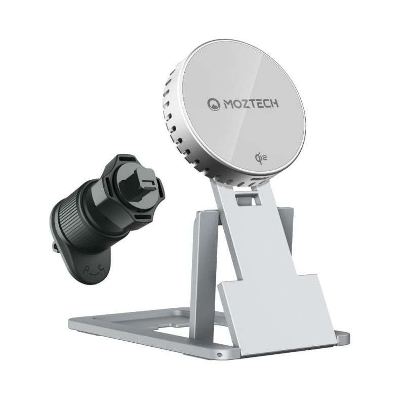 MOZTECH墨子科技 MOA26 Qi2磁吸無線充電盤手機架(風扇款)