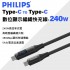 PHILIPS飛利浦 Type-C to Type-C 數位顯示編織快充線-240W(1.25M/2M)