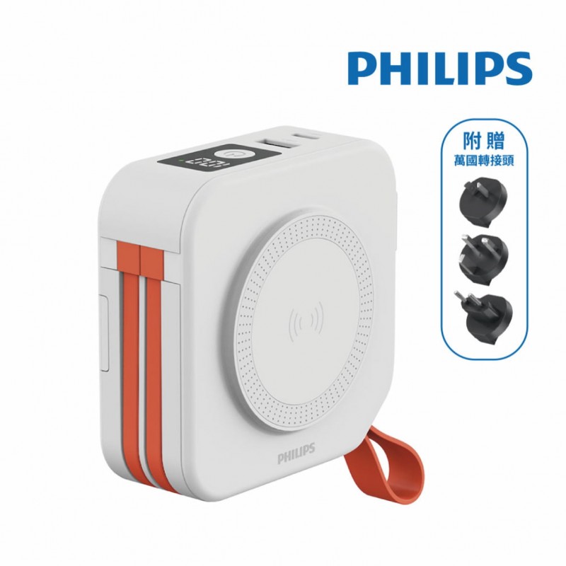 PHILIPS飛利浦 DLP4347C 十合一自帶線行動電源(黑/白/綠/粉)