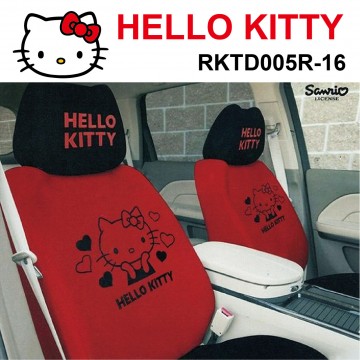 HELLO KITTY 幸福之旅-汽車前座椅套(2入)紅黑色RKTD005R-16