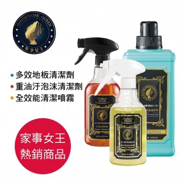 家事女王 多效地板清潔劑1000ml/重油汙音波泡沫清潔劑500ml/ 全效能清潔噴霧500ml