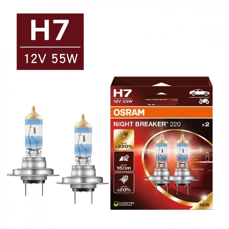 OSRAM歐司朗 NIGHT BREAKER 220 雷神光 增亮220% 汽車燈泡(2入) OSRAM歐司朗 NIGHT BREAKER 220 雷神光 增亮220% 汽車燈泡(2入)