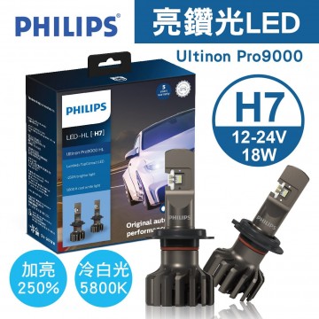 PHILIPS 亮鑽光Ultinon Pro9000(+250%)LED頭燈 H7