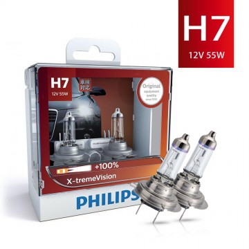 PHILIPS飛利浦 超極光X-tremeVision 增亮+100% 鹵素車燈 H7
