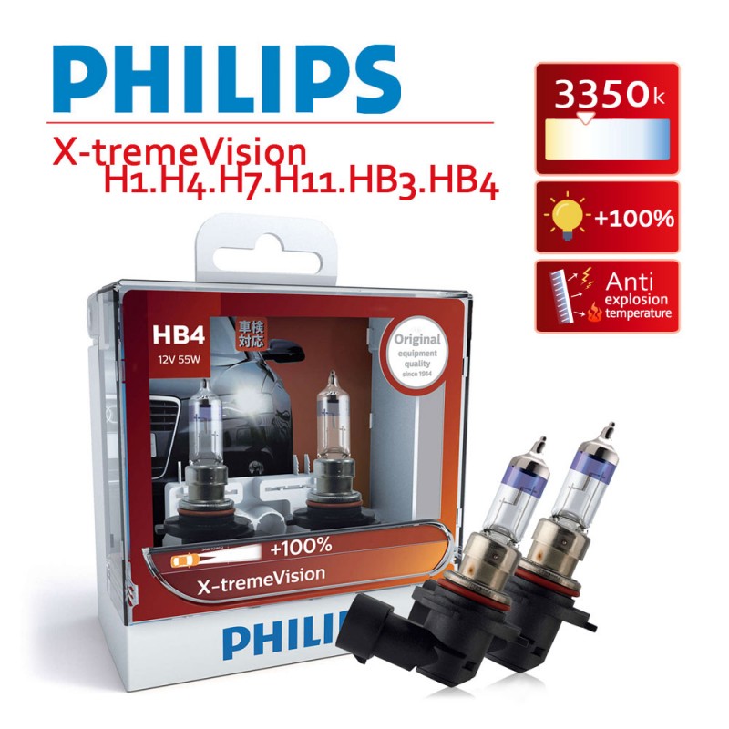 PHILIPS飛利浦 超極光X-tremeVision 增亮+100% 鹵素車燈 HB4 9006