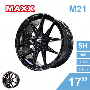 [預購]MAXX 旋壓鋁圈 M21 17吋 5孔100/7.5J/ET38(黑/灰)