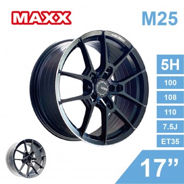 [預購]MAXX 旋壓鋁圈 M25 17吋 5孔100/108/110/7.5J/ET35(黑/灰)