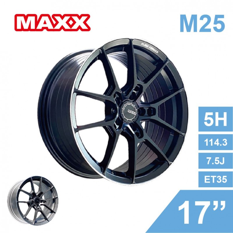 [預購]MAXX 旋壓鋁圈輪框 M25 17吋 5孔114.3/7.5J/ET35(黑/灰)