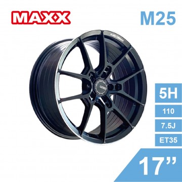 [預購]MAXX 旋壓鋁圈輪框 M25 17吋 5孔110/7.5J/ET35(FMIB平光黑銀線)