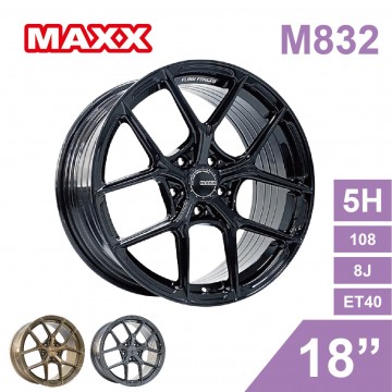 [預購]MAXX 旋壓鋁圈輪框 M832 18吋 5孔108/8J/ET40(黑/銅/灰)