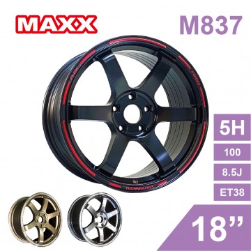 [預購]MAXX 旋壓鋁圈輪框 M837 18吋 5孔100/8.5J/ET38(黑/銅/灰)