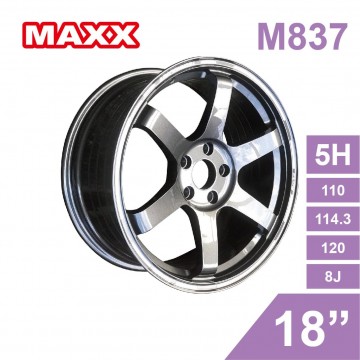 [預購]MAXX 旋壓鋁圈輪框 M837 18吋 5孔110/114.3/120/8J(石墨灰/銀線)