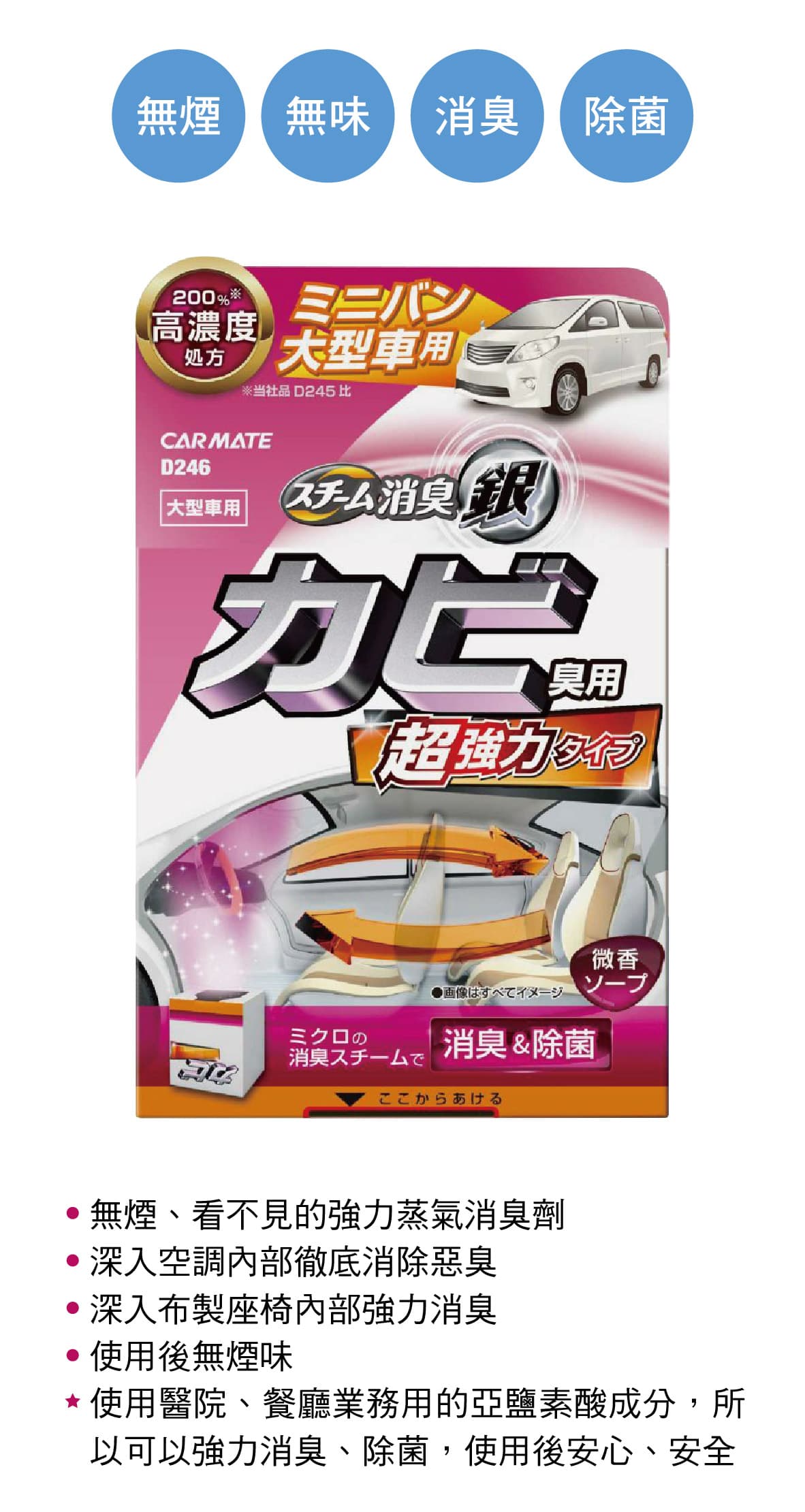 Carmate D246 超強力黴臭蒸氣銀消臭劑l 大型車用 真便宜 真便宜汽車百貨 真便宜汽車精品百貨
